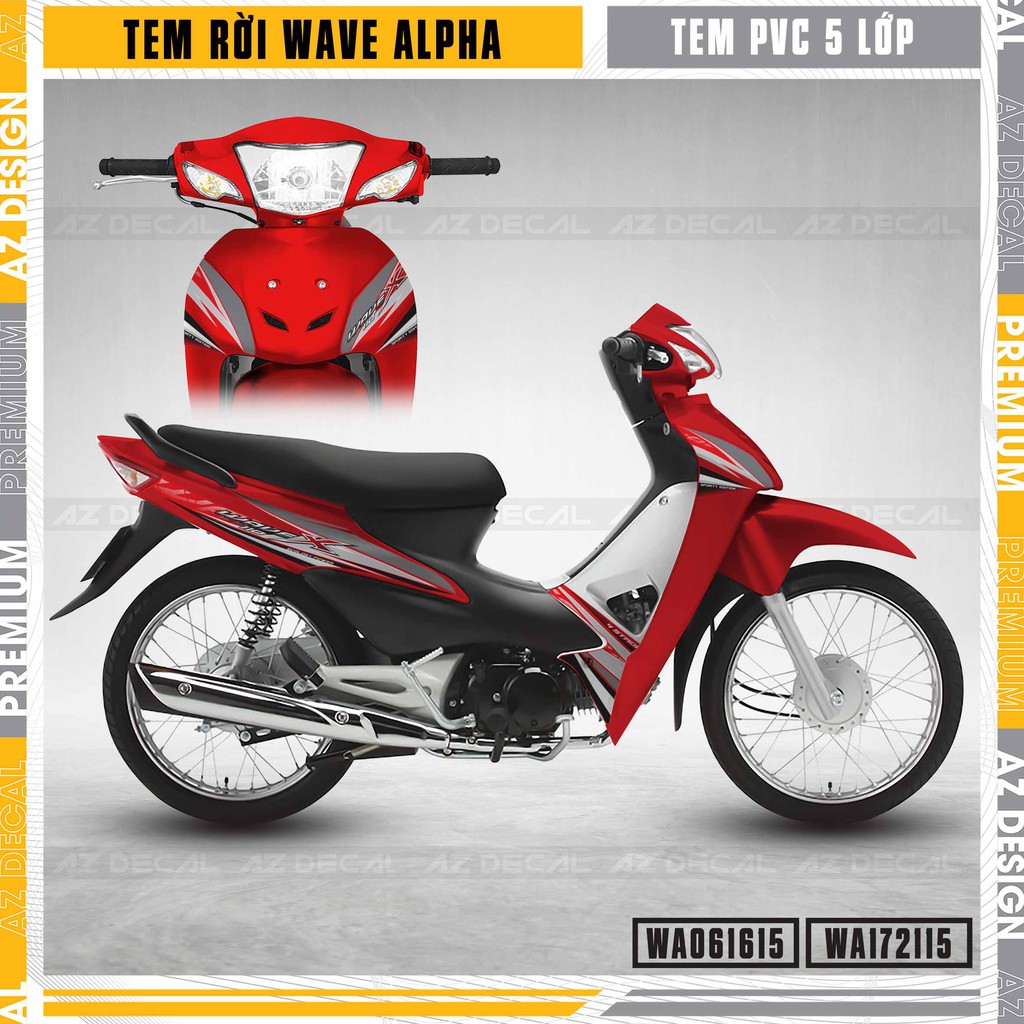 Tem Wave Alpha Chữ X Tặng Sticker Trang Trí | WA15 | Decal Rời Chống Nước, Bền Màu Wave A 2006 - 2021