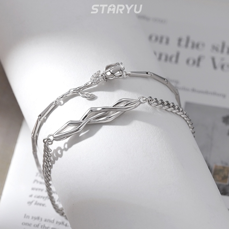Vòng Tay Bạc 925 Hình Cành Cây Có Thể Điều Chỉnh Kích Cỡ Dành Cho Cặp Đôi