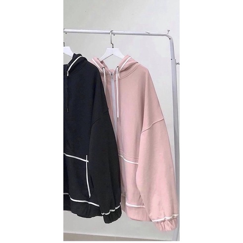 ❄️ Áo khoác Hoodie nỉ chạy viền tay bồng ❄️ Áo jacket nỉ form rộng khoá kéo cực đẹp ❄️
