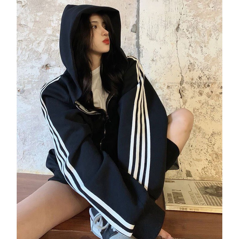 Áo khoác nỉ nam nữ 4 SỌC tay Cheapy freesize form rộng có mũ màu đen be xanh hồng mùa đông thể thao hàn quốc C512 | BigBuy360 - bigbuy360.vn