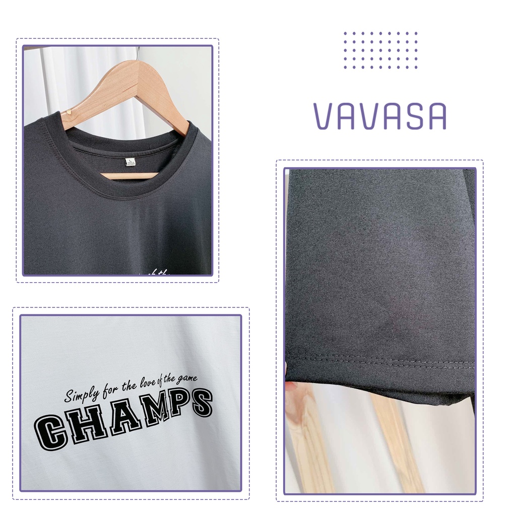 Áo thun nữ áo phông nữ unisex form rộng tay ngắn in hình chữ champ cổ tròn VAVASA  AT01 | BigBuy360 - bigbuy360.vn