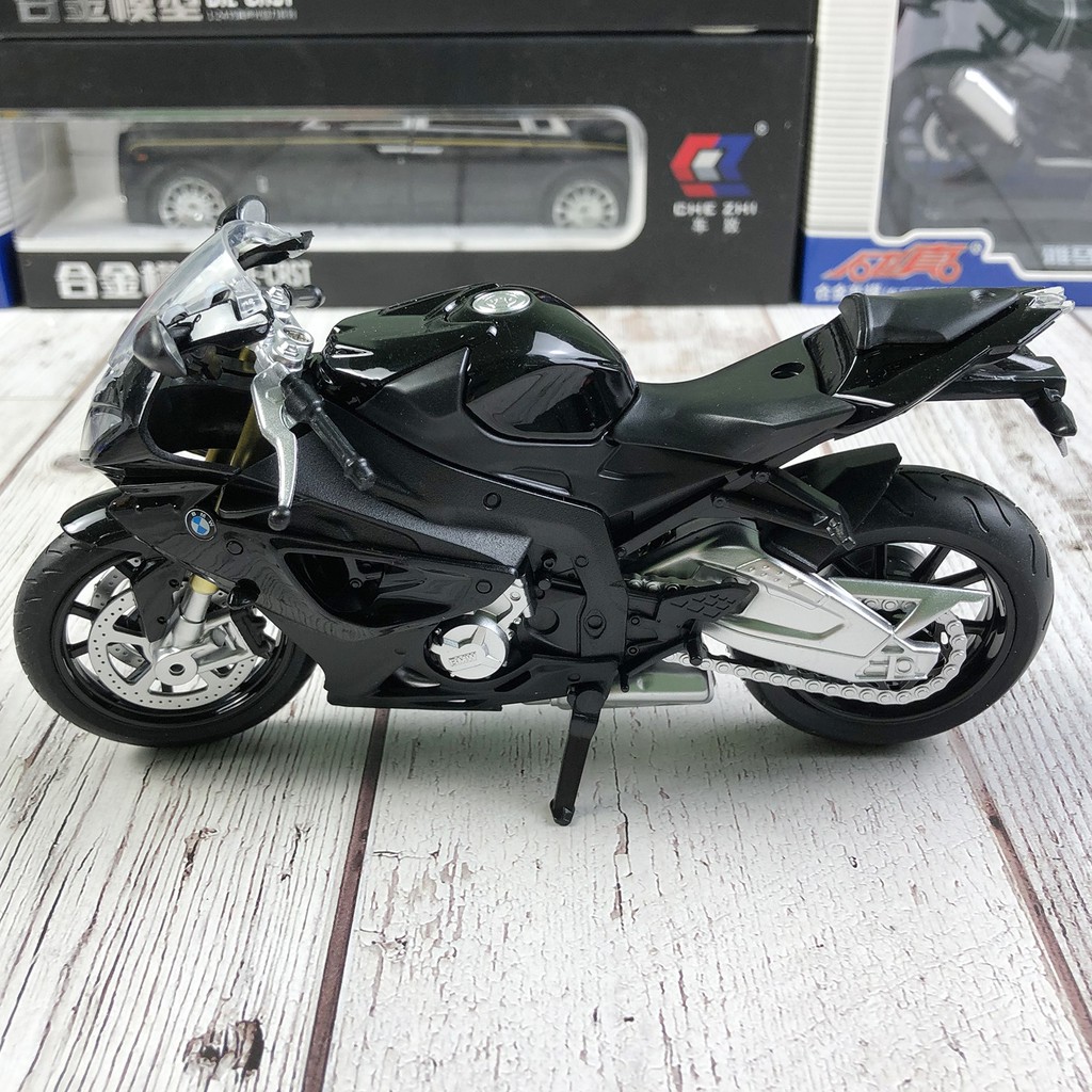 Xe mô hình moto BMW S1000RR tỉ lệ 1:12 màu Đen/Vàng có đế trưng bày bằng nhựa