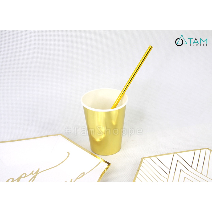 Set đồ giấy chữ Happy Holidays ép kim vàng trang trí tiệc SETDG-03
