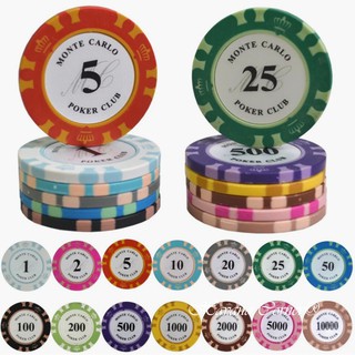 [SẴN CHIP LẺ] Lẻ 1 cọc có 10 phỉnh poker Monte Carlo hàng đẹp nhiều mệnh giá lựa chọn 1, 5, 10, 25, 50, 100, 200, 500
