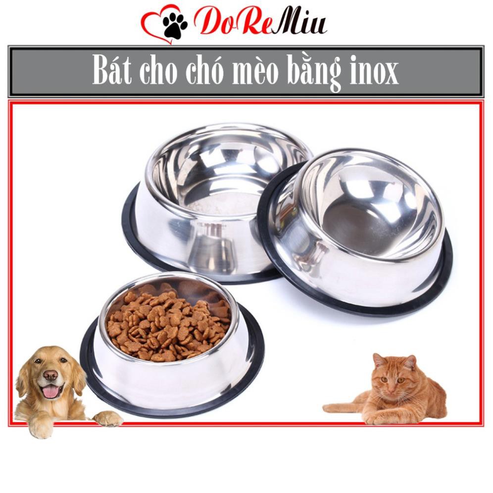 STHA- Bát ăn chó mèo bằng inox Không màu (bảo hành 12 tháng gỉ sét hoàn tiền 100%) có đế cao su