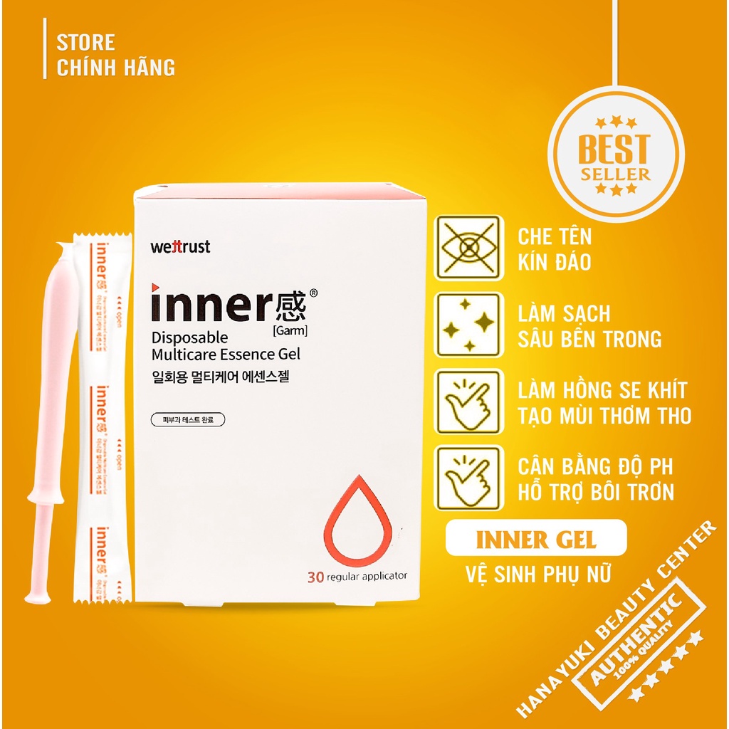 Mua 3 tặng 1- Ống đũa thần gel dưỡng se_khít vùng_kín Wettrust Inner Dispossable Essence chính hãng - Hanayuki