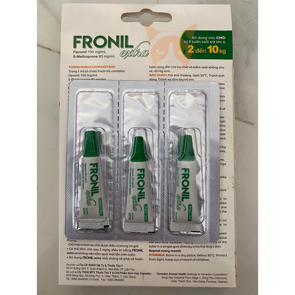 1 tuýp nhỏ gáy Fronil Extra dành cho chó 2-10kg