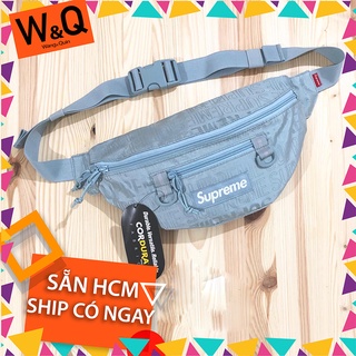 Sẵn hcm - shipnow w&q túi chéo bao tử đeo ngực hoạ tiết chữ sup.reme - xanh - unisex nam nữ - trend 2022