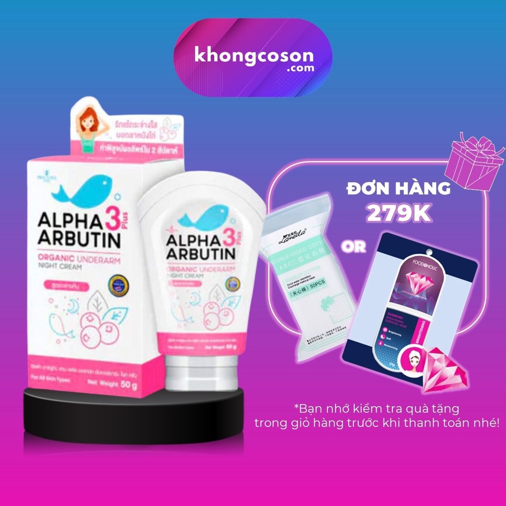 Kem Thâm Nách Alpha Arbutin Dưỡng Trắng Đều Màu Khử Mùi Hôi 3 plus Organic Underarm Night Cream – Khongcoson