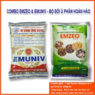 Combo 2 chế phẩm vi sinh emzeo 200g & emuniv 200g dùng ủ rác thải hữu cơ và khử mùi hôi