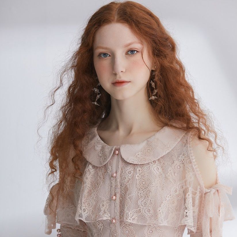 Alice2021Summer New Peter Pan Collar Slimming and Shoulder Hollow Lace Dress for Women Fitted Waist Sweet Princess Skirt | BigBuy360 - bigbuy360.vn