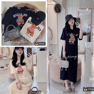Đầm suông - váy suông gấu HELLO JOY dáng dài, from rộng