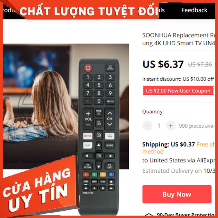 [Mã ELORDER5 giảm 10K đơn 20K] [MỚI 2020- CAO CẤP] BH 3 Tháng - Điều khiển TV Samsung