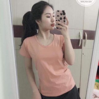 👚👚👚Áo thun cổ tim nhiều màu 100% cotton ( Video thật)