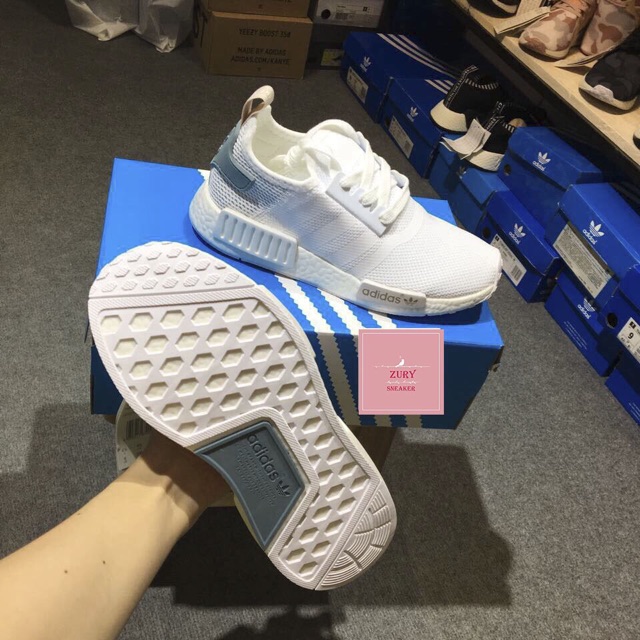 [ODER 4 ngày ]Giày Thể Thao Adidas NMD R1 Tactile Trắng Gót Xanh