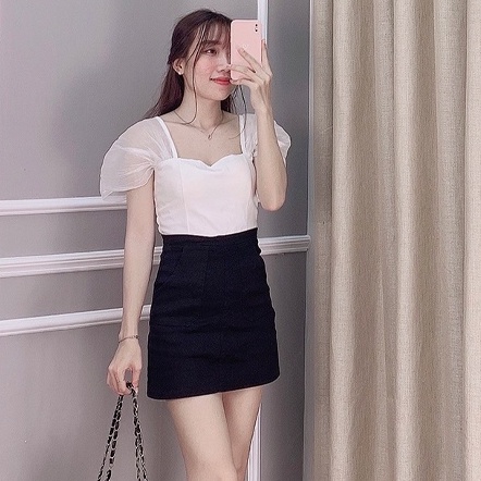 Chân Váy Kaki Ngắn Dáng Chữ A, Chân Váy Ôm Đi Chơi Màu Đen