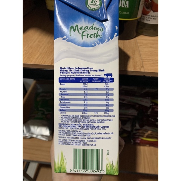 Sữa Tươi Tiệt Trùng Meadow Presh Pure Milk- 1Lít