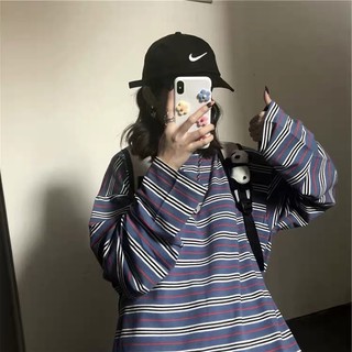 [HÀNG ORDER] Áo pull dài tay kẻ ngang form rộng