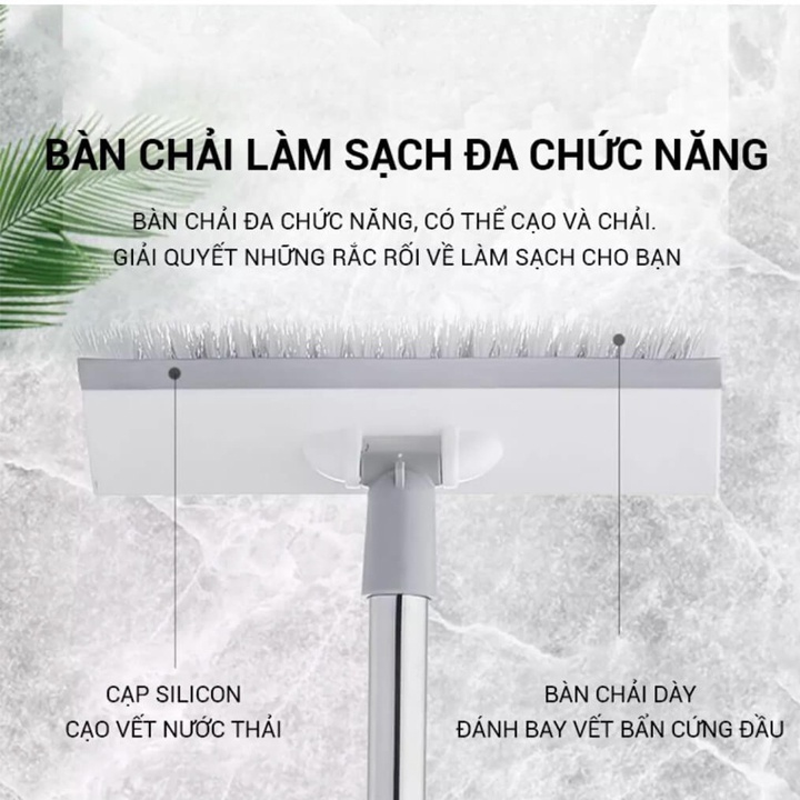 Chổi cọ cán dài kèm đầu gạt kính, quét nước chuyên dùng trong nhà tắm Chum NT1