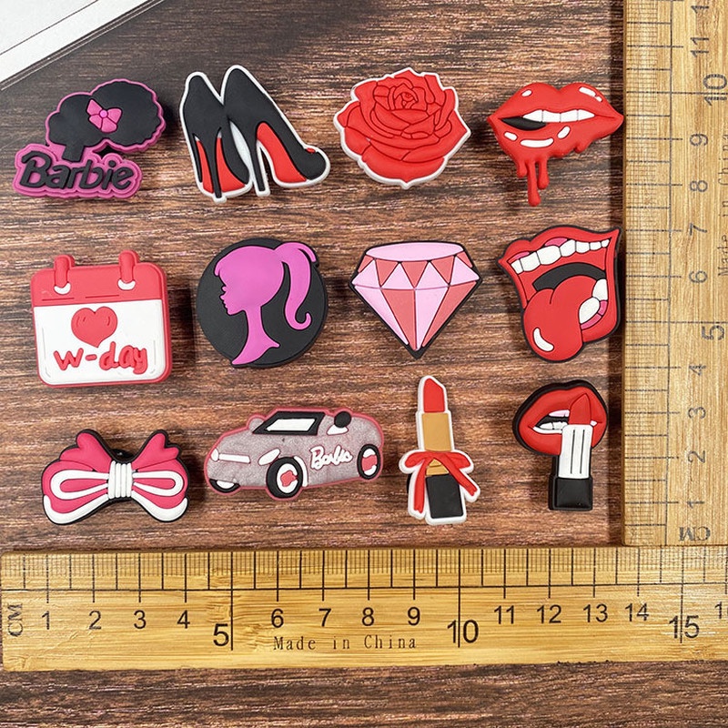 Phụ Kiện Khóa Trang Trí Giày Hình Son Môi/Son Môi Jibbitz Bằng Nhựa PVC Có Thể Tháo Rời
