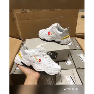Giày thể thao sneaker M2K TEKNO trắng gót vàng thấp cổ chất da mềm mịn thời trang đi chơi