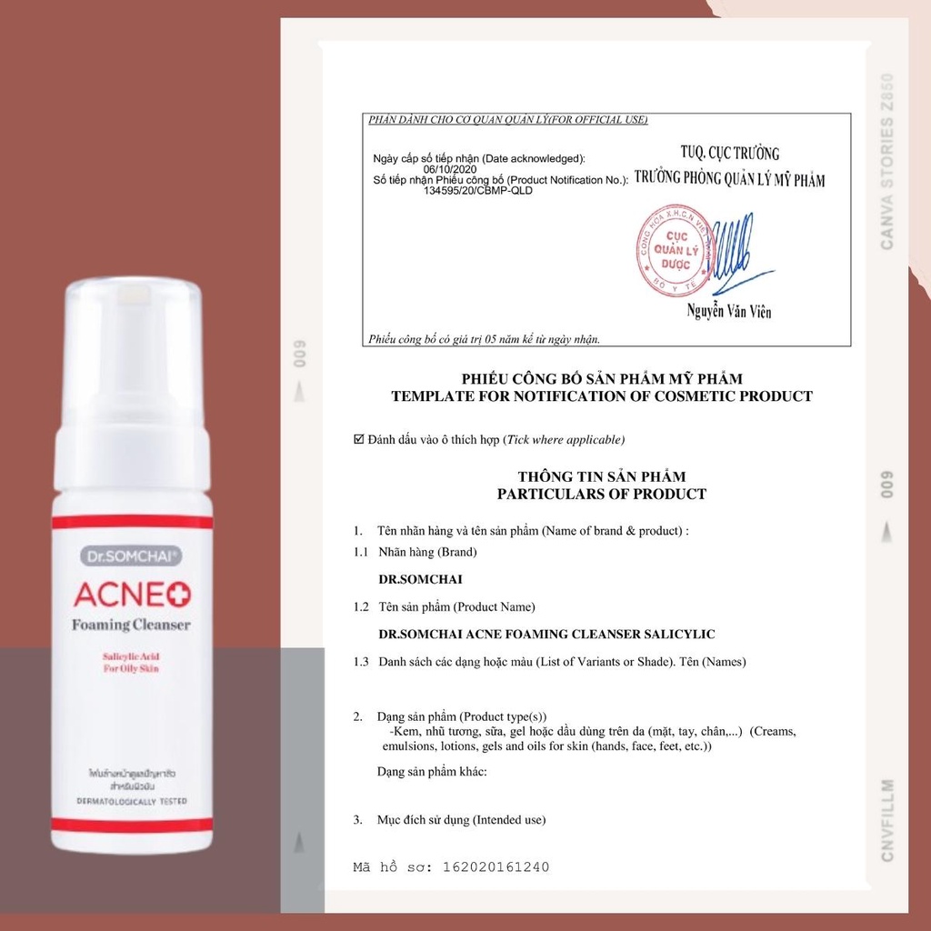 Bọt rửa mặt dưỡng ẩm DR.SOMCHAI ACNE tẩy tế bào chết làm sạch da giảm mụn nhanh chóng 150ml chính hãng thái lan