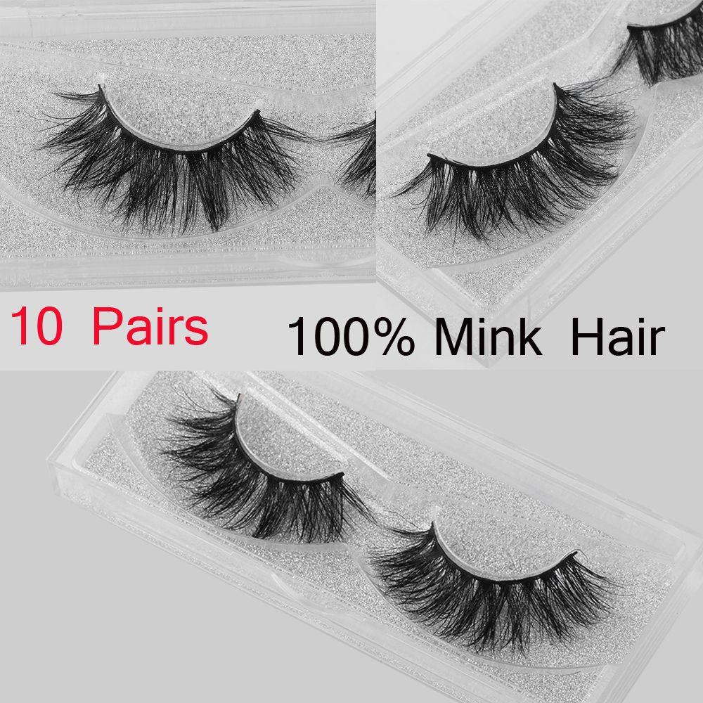 NIUYOU Bộ 10 Cặp Lông Mi Giả Mềm Mại Dày Dặn 100% Lông Chồn