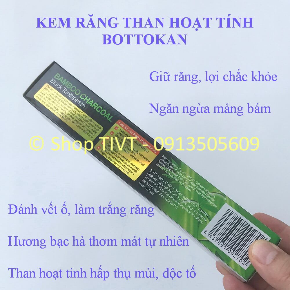 Kem đánh răng Bottokan than tre hoạt tính ngăn ngừa cao răng, chống mảng bám, giúp răng chắc khỏe, hơi thở thơm tho-TIVT