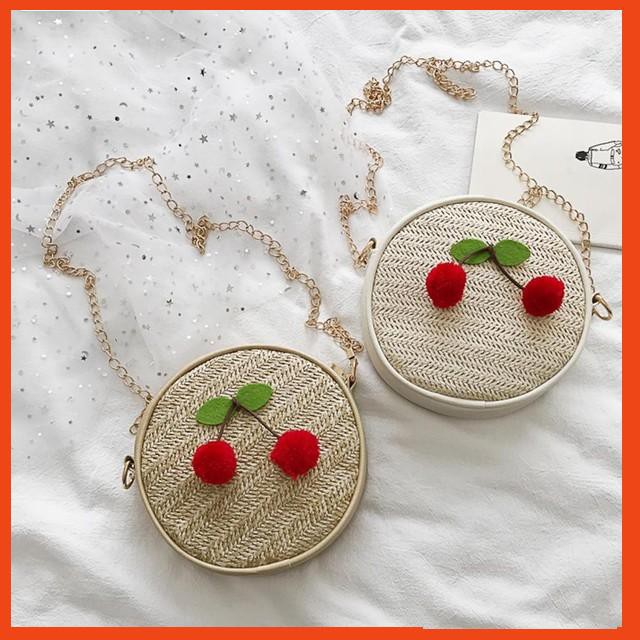 Túi Cherry Hình Tròn Dây Xích Vàng Xinh Xắn