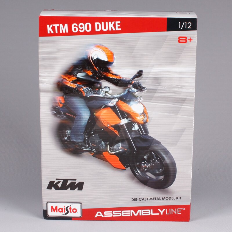 XE MÔ HÌNH LẮP RÁP xe Moto KTM 690 DUKE Trắng Đen - Maisto tỷ lệ 1:12