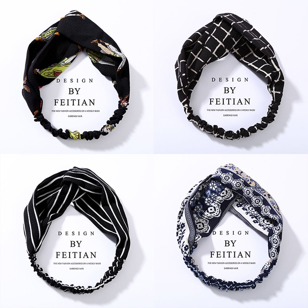 (Hàng Mới Về) Băng Đô Co Giãn Họa Tiết Hoa Phong Cách Hàn Quốc Thời Trang Cho Nữ