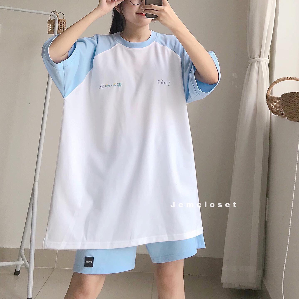 Set Quần Short ILIKE - Áo Phông Unisex JEMCLOSET Form Rộng Thỏa Mái Thấm Hút Mồ Hôi - 8123