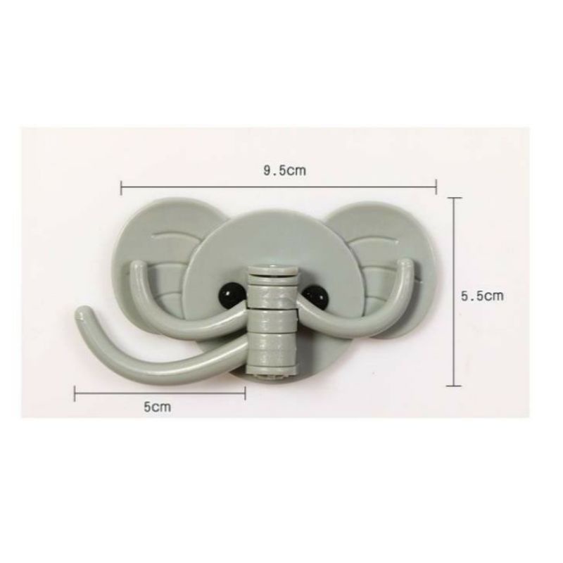 Móc treo đồ dán tường 3 vòi voi dễ thương - Móc treo chìa khoá hình con voi chắc chắn giá đựng đồ dán tường đa năng