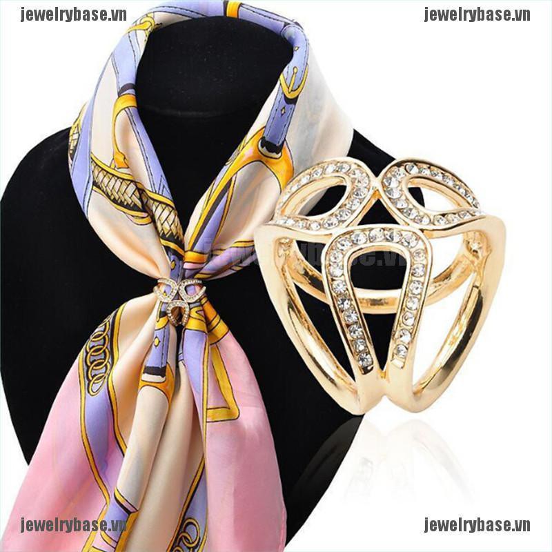 [Base] New Silver Gold Crystal Silk Scarf Clip Buckle Holder Brooch Pins Jewelry Gift [VN]