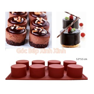Khuôn muffin 8 ô trụ silicon làm bánh rau câu cheese cake