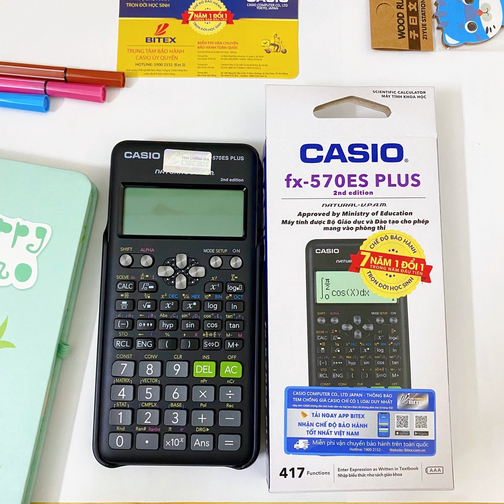 Máy Tính Casio FX 570ES Plus New 2nd Edition Nhập Khẩu Thái Lan 7 Năm Bảo Hành Chính Hãng 417 Tính Năng TEZY BOOKS