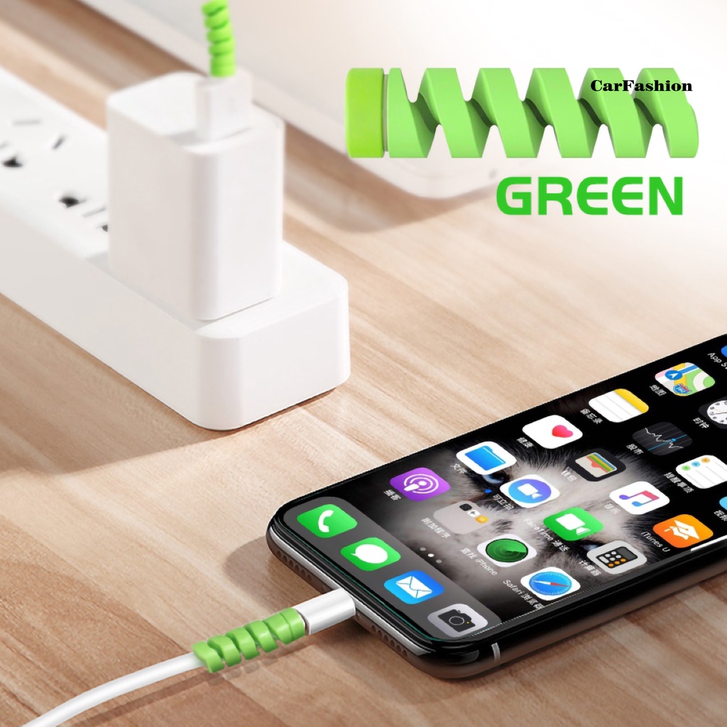 Set 12 Phụ Kiện Bảo Vệ Dây Cáp Sạc Bằng Silicon Dẻo Màu Trơn Chống Mòn Tiện Dụng