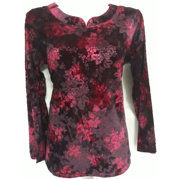 Áo nhung chui cổ tròn bà già