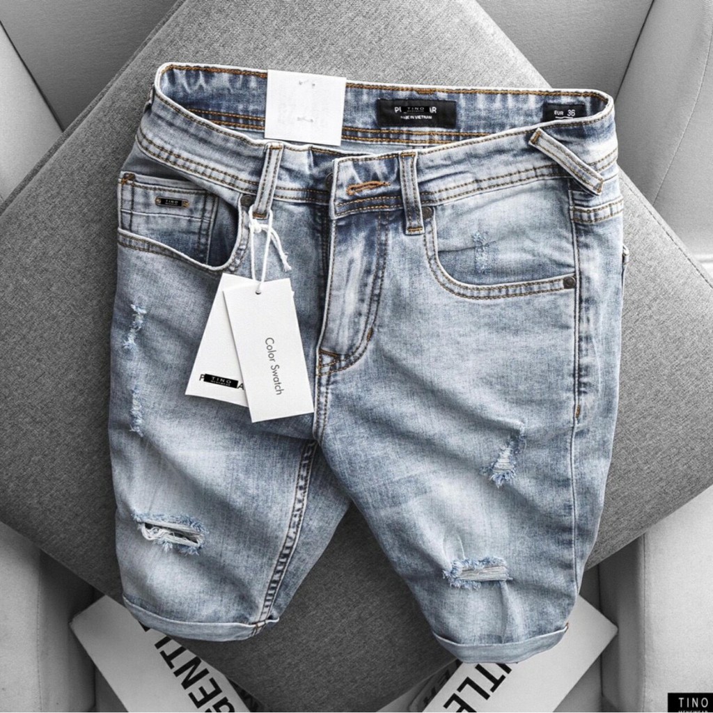 Quần sọt jean nam co giãn, Quần lửng nam đẹp, Quần ngố nam màu xanh thời trang cao cấp nam MuradFashion MS206 | BigBuy360 - bigbuy360.vn