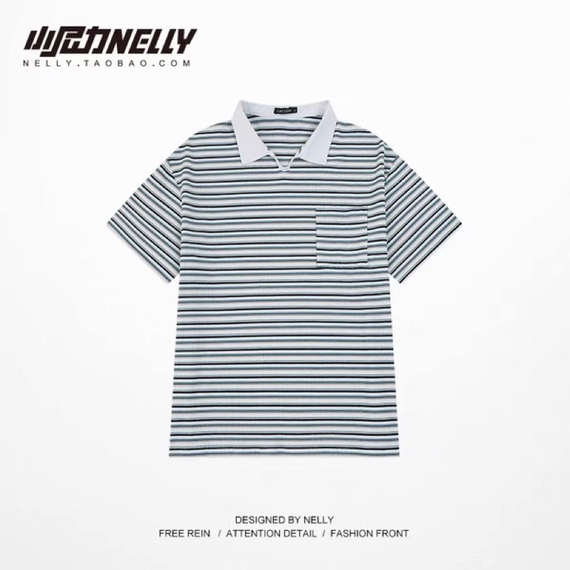Áo phông polo nelly (có sẵn) 35 cổ trắng chữ v