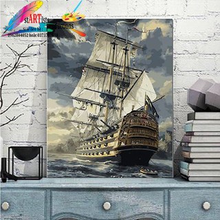Tranh sơn dầu số hóa - Thuyền ra khơi