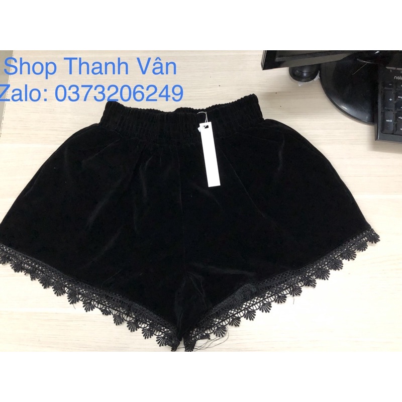 Quần short nhung viền ren dễ thương TV11 | BigBuy360 - bigbuy360.vn