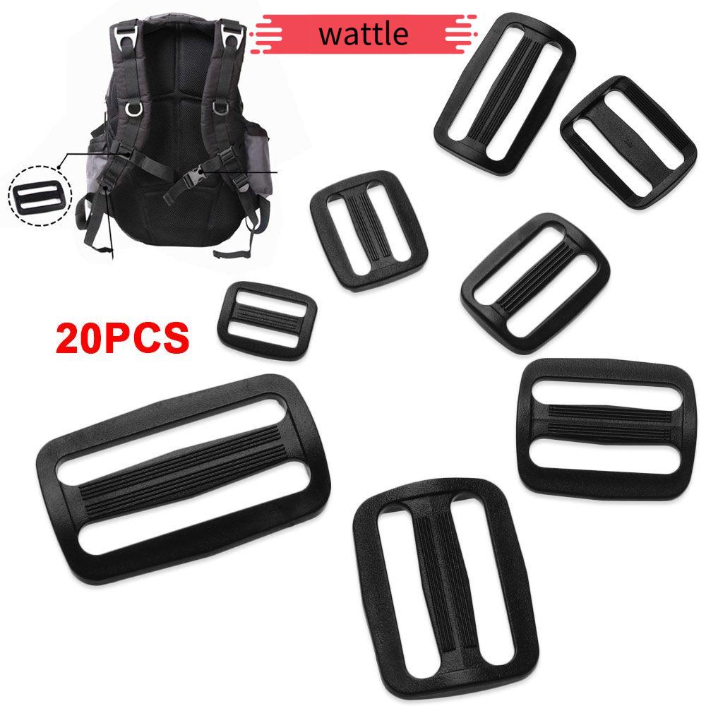 Bộ 20 Khóa Cài Nhựa Màu Đen Có Thể Điều Chỉnh Kích Thước 15/20/25/32/38/50mm Cho Túi Xách