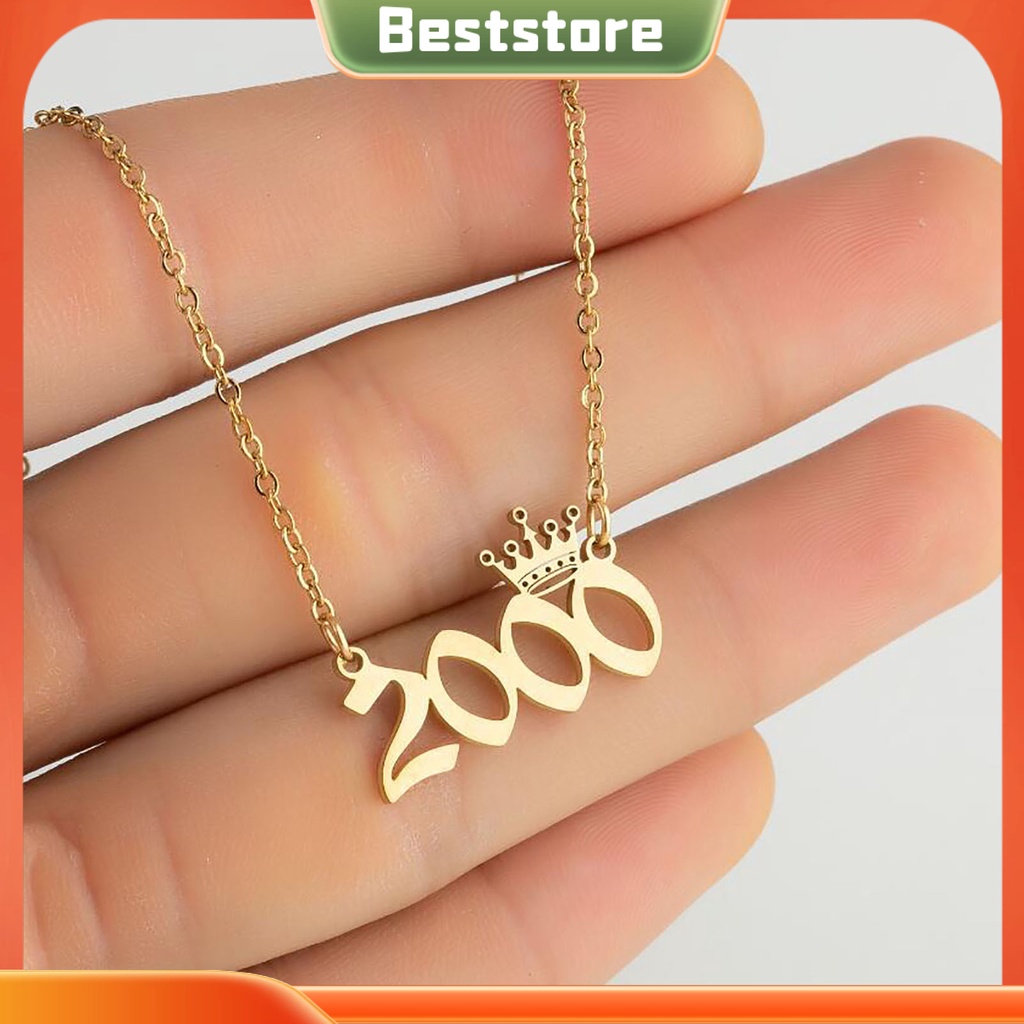 Vòng cổ mặt hình năm sinh vương miện mới bằng thép không gỉ cho nữ