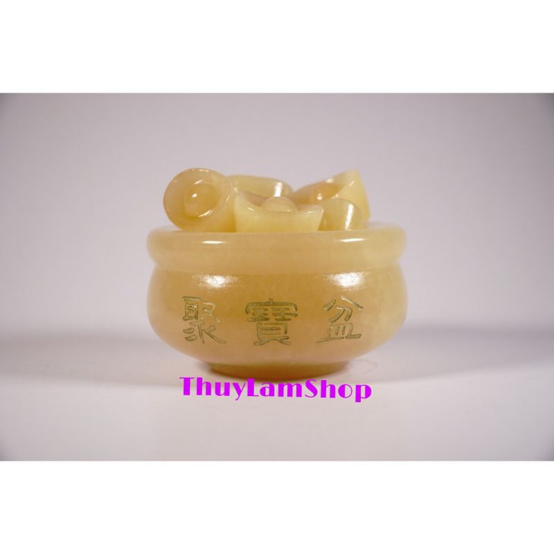 Hủ vàng đá hoàng long kim nguyên tụ Bảo Bồn đặt bàm thờ thần tài, quầy thu ngân, bàn làm việc, két sắt, sư tầm