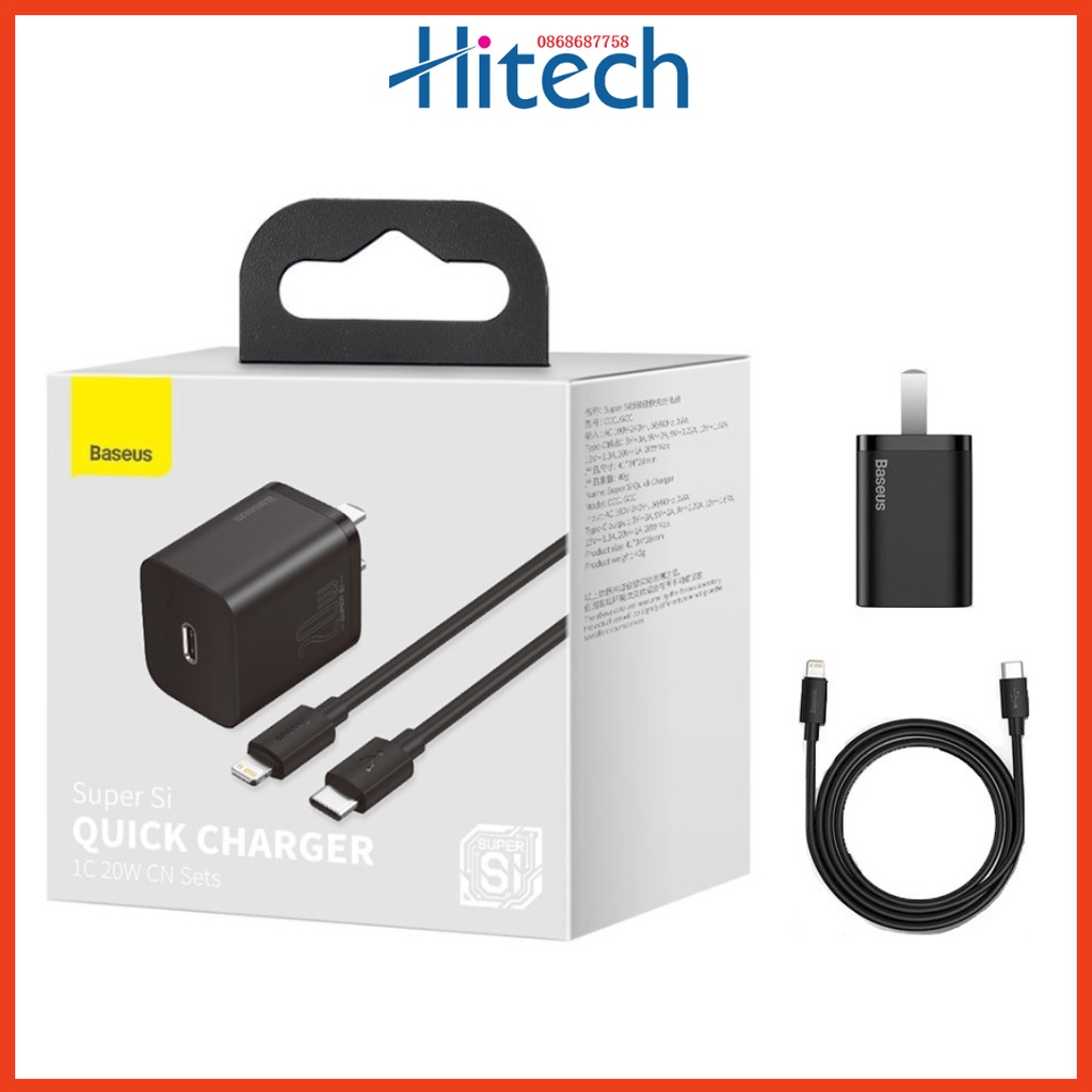 Bộ sạc nhanh iphone 20w chính hãng baseus tương thích 8 plus x xs xsmax 11 11pro 11 promax 12 12pro 12promax 13 promax