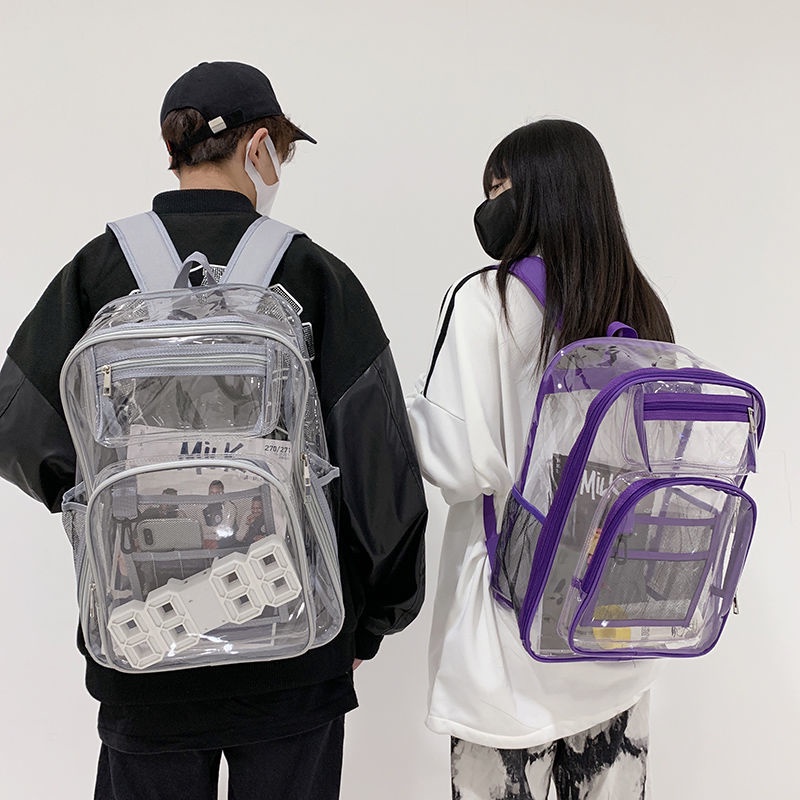 Ba Lô Trong Suốt Bằng pvc Chống Nước Sức Chứa Lớn Thời Trang Unisex