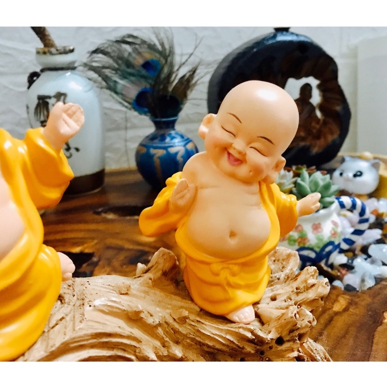 Sét 3 tượng Phật Di Lặc vàng  trang trí ô tô, nhà cửa mang lại hạnh phúc an nhiên