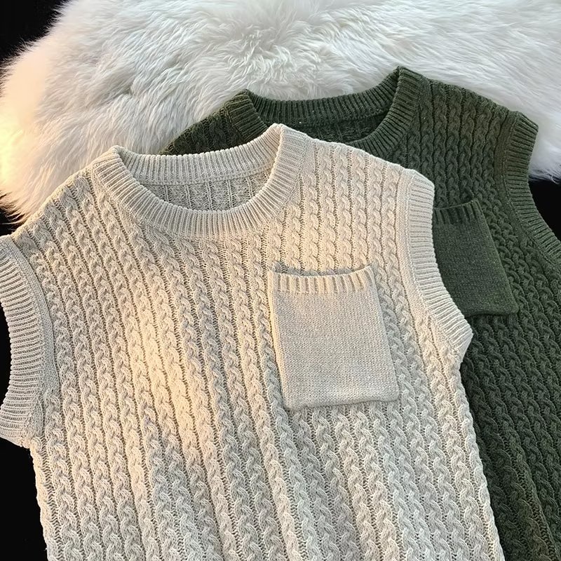 Áo sweater Dệt Kim Sát Nách Cổ Tròn Dáng Rộng Thời Trang Cho Nam Và Nữ
