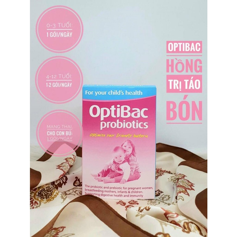 Men vi sinh tổng hợp Optibac màu hồng dùng cho bé từ 0-12 tuổi bổ sung lợi khuẩn tự nhiên